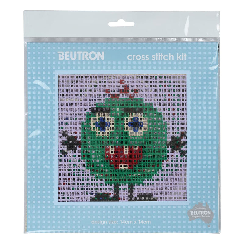 Dark Slate Gray Happy Alien Cross Stitch  Kit 14X14cm Needlework Kits