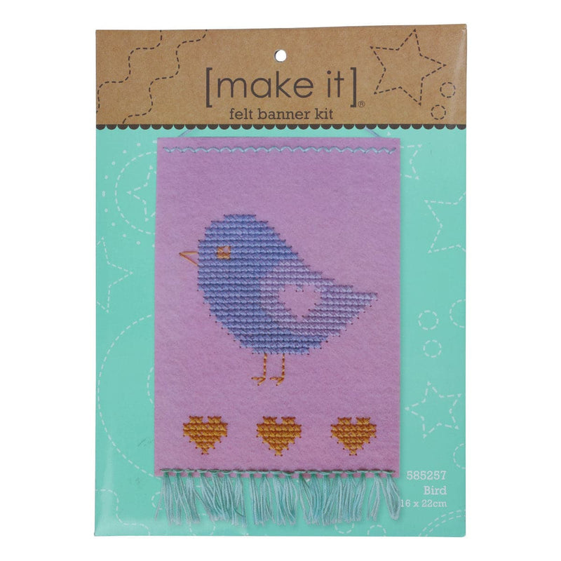 Dark Gray Make It Bird Banner Kit 16X22cm Needlework Kits