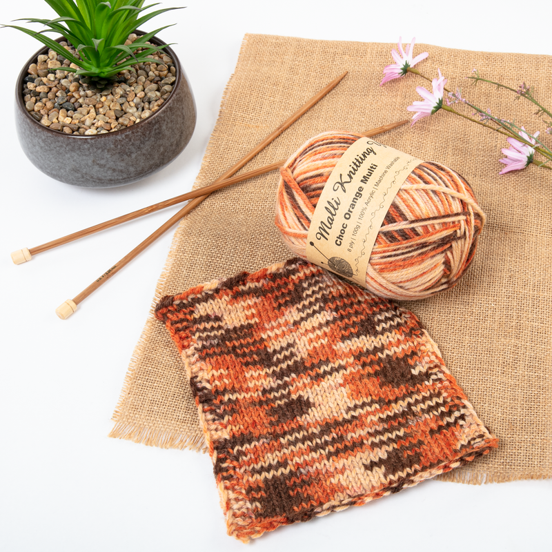 Bisque Malli Knitting Yarn Choc Orange Multi Colour 100g Knitting and Crochet Yarn