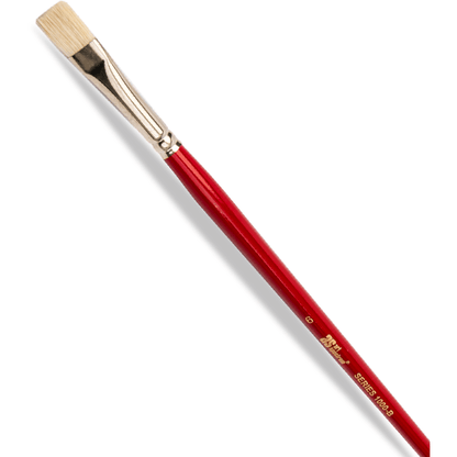 Brown Art Spectrum Brush Series 1000 Interlocked Hog Bristle - Bright Size - 6 Paint Brushes