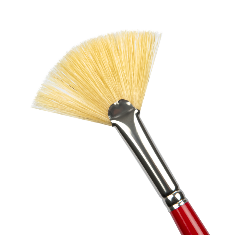 Light Goldenrod Art Spectrum Brush Series 1000 Interlocked Hog Bristle - Fan Size - 8 Paint Brushes