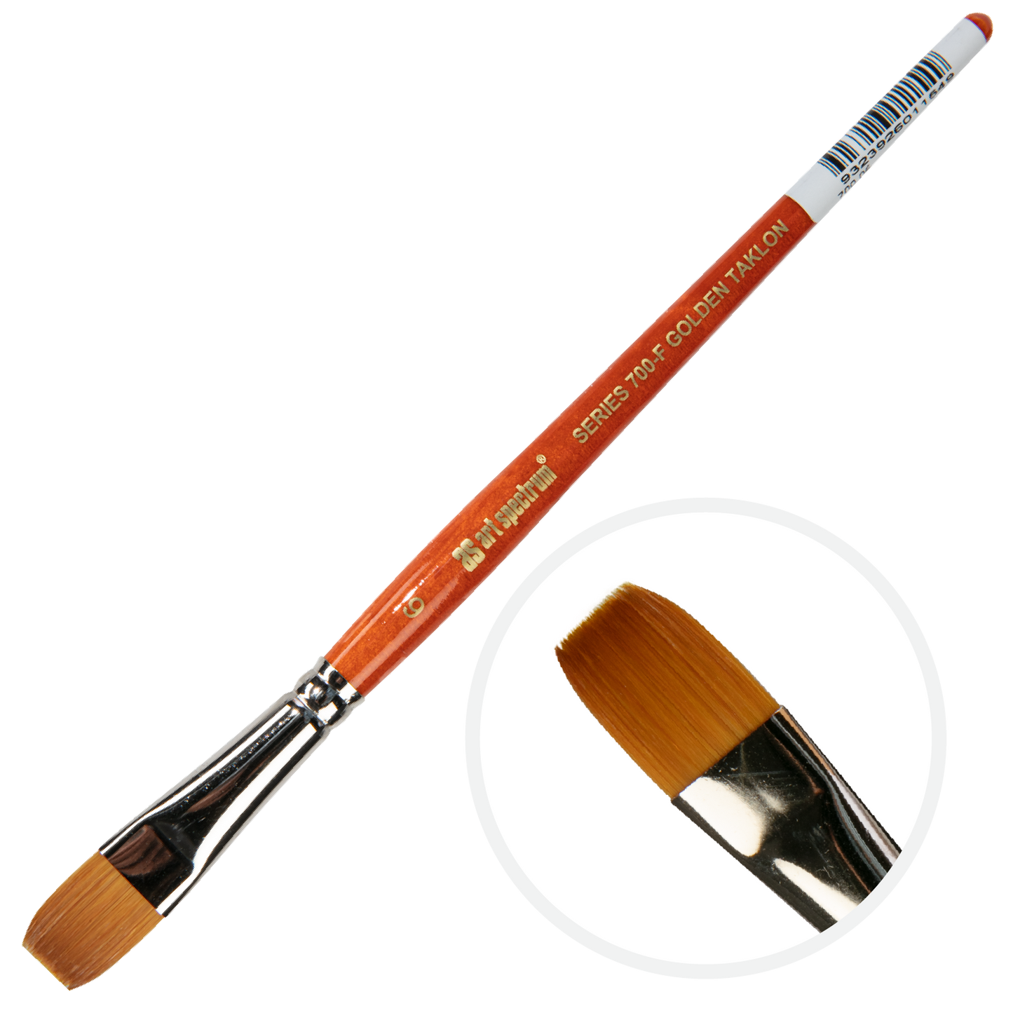 Sienna Art Spectrum Brush Series 700 Imitation Golden Sable - Flat Size - 6 Paint Brushes