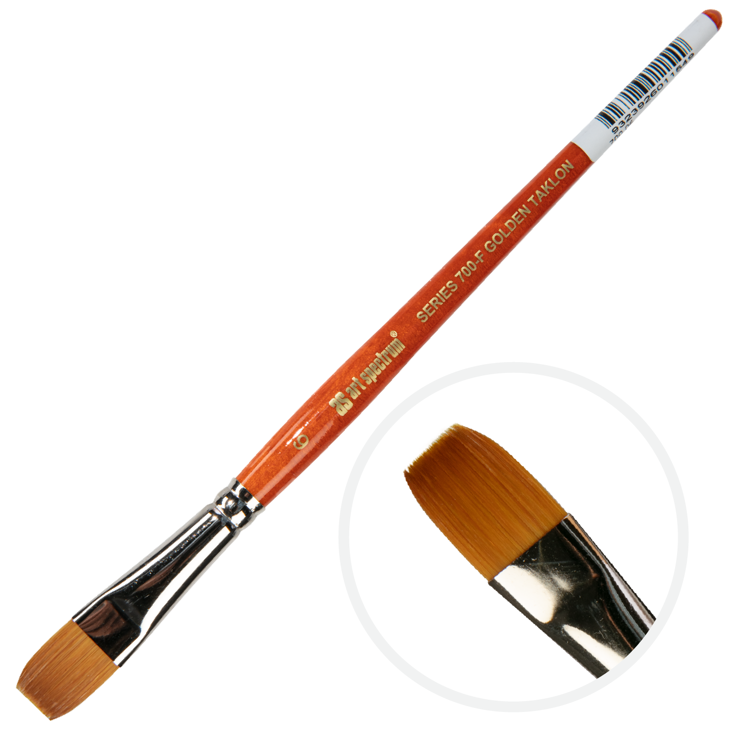 Sienna Art Spectrum Brush Series 700 Imitation Golden Sable - Flat Size - 6 Paint Brushes