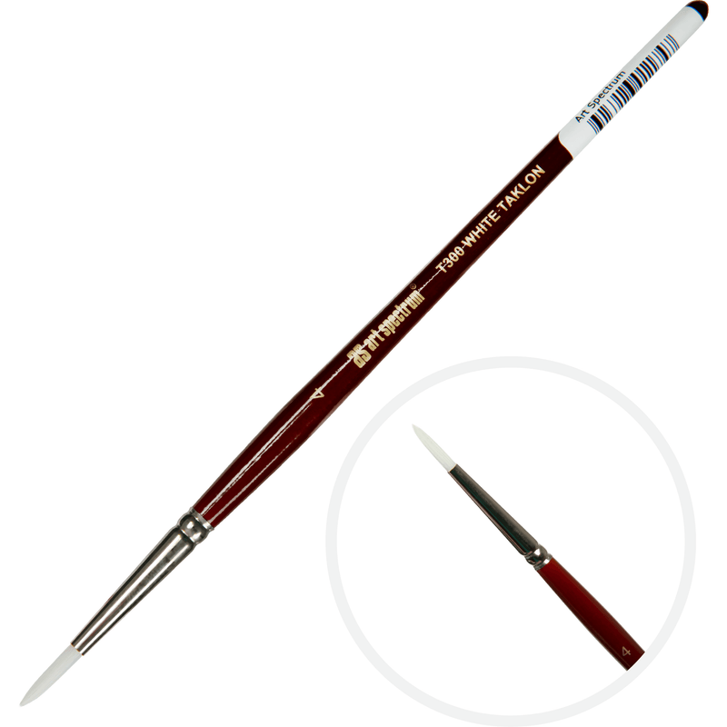 Black Art Spectrum Brush Series T300 White Taklon - Round Size - 4 Paint Brushes
