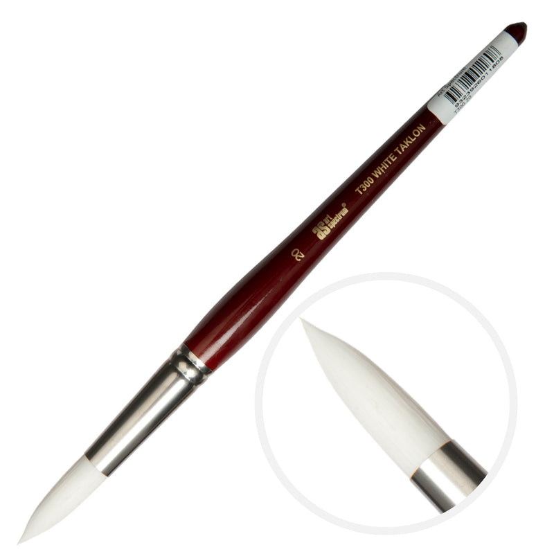 Black Art Spectrum Brush Series T300 White Taklon - Round Size - 20 Paint Brushes
