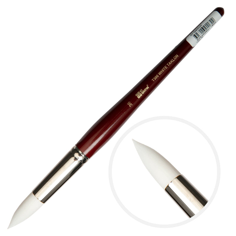 Black Art Spectrum Brush Series T300 White Taklon - Round Size - 36 Paint Brushes