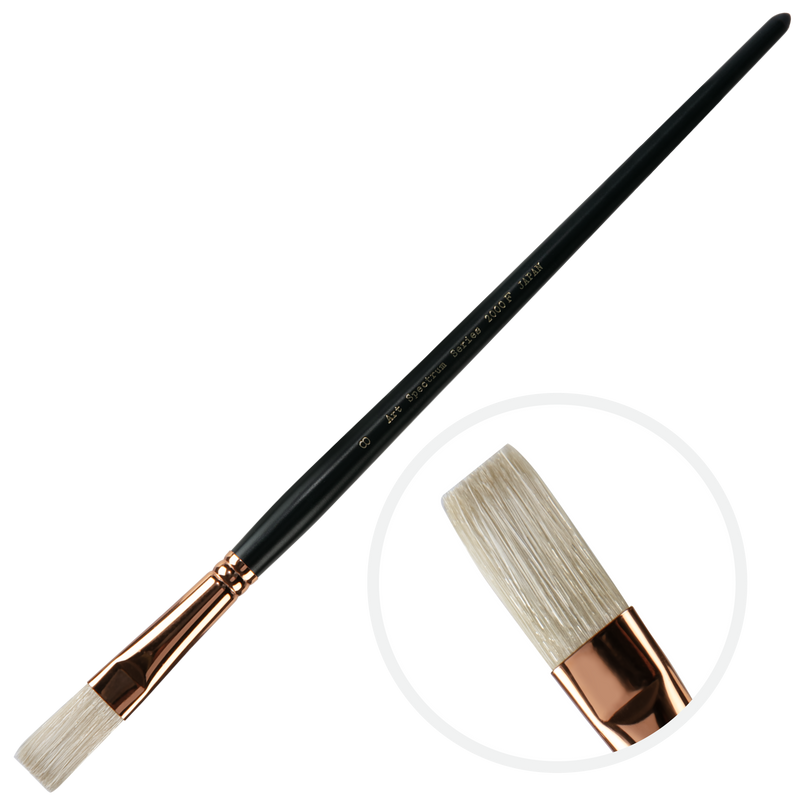 Black Art Spectrum Brush Series 2000 Interlocked Chungking Bristle - Flat Size - 8 Paint Brushes