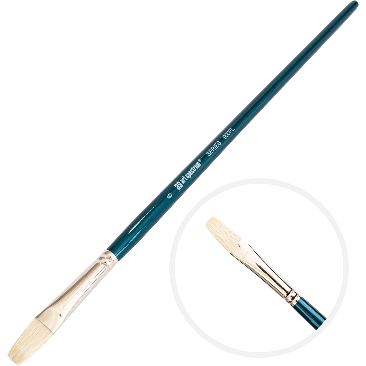 Dark Slate Gray Art Spectrum Brush Series 900 Interlocked Hog Bristle - Flat Size - 6 Paint Brushes