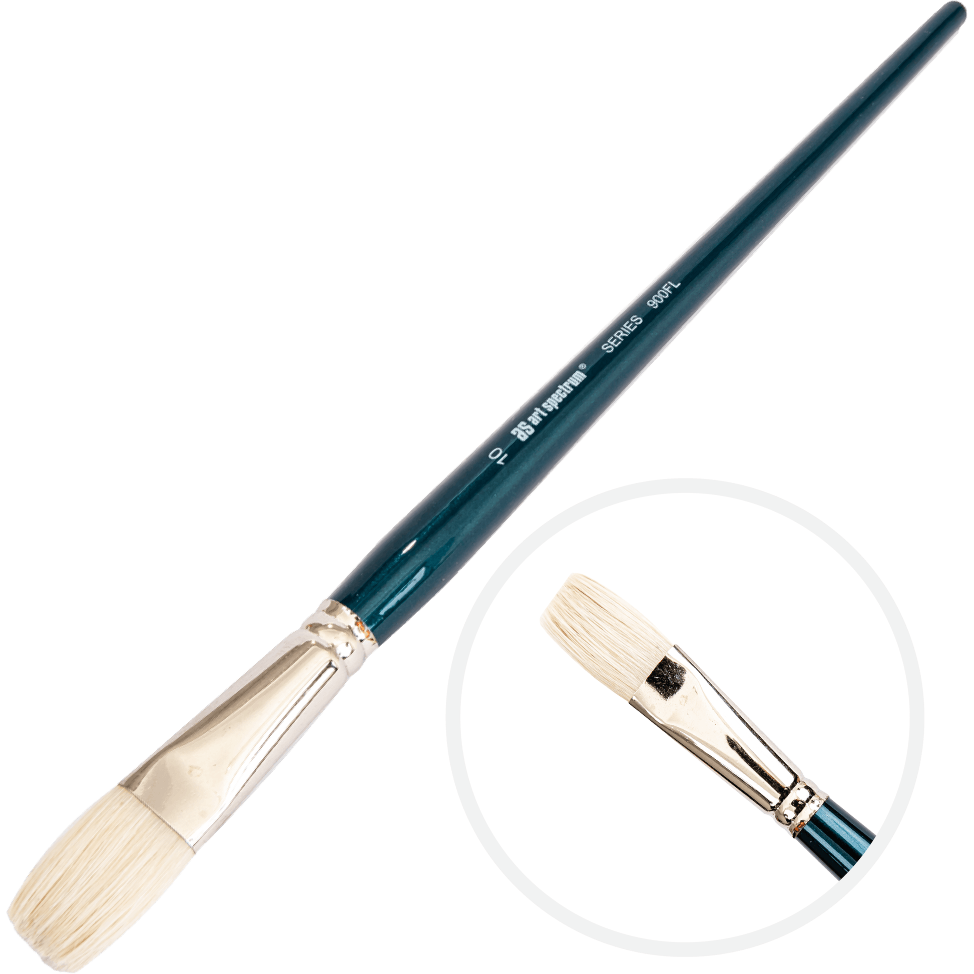 Light Gray Art Spectrum Brush Series 900 Interlocked Hog Bristle - Flat Size - 10 Paint Brushes