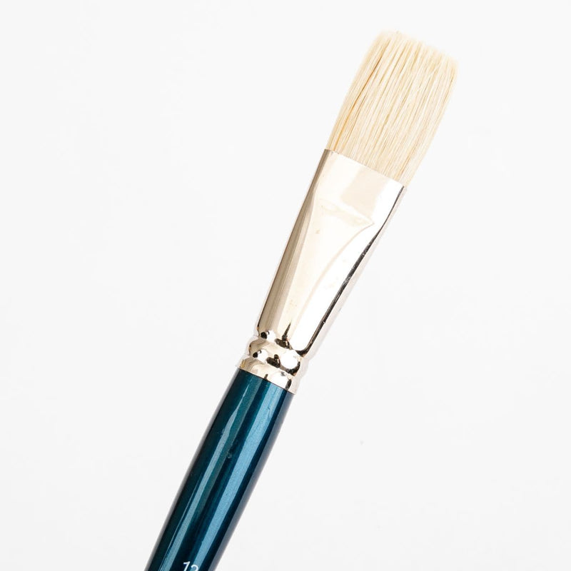White Smoke Art Spectrum Brush Series 900 Interlocked Hog Bristle - Flat Size - 12 Paint Brushes