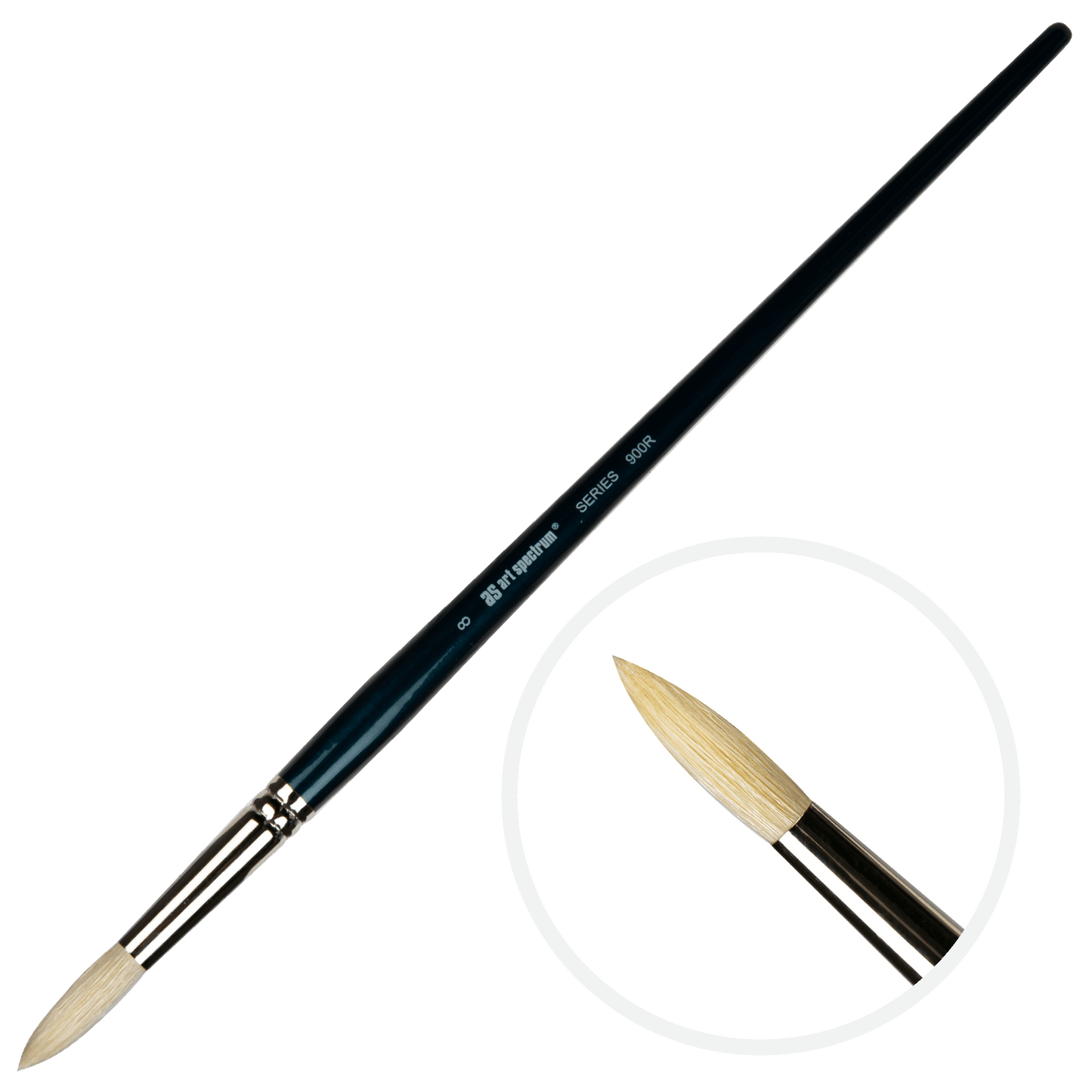 Black Art Spectrum Brush Series 900 Interlocked Hog Bristle - Round Size - 8 Paint Brushes