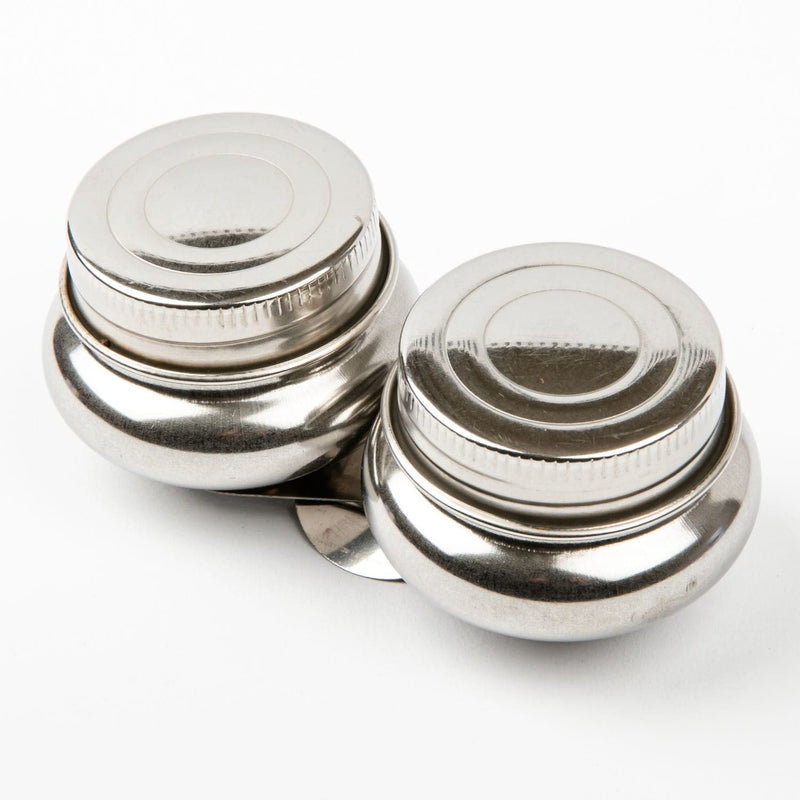 Beige Double Metal Dippers With Stainless Steel Lids - 2 Wells Painting Accessories