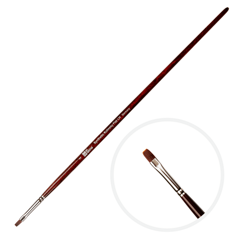 White Smoke Art Spectrum Brush Synthetic Kolinsky Long Handle - Flat Size - 2 Paint Brushes