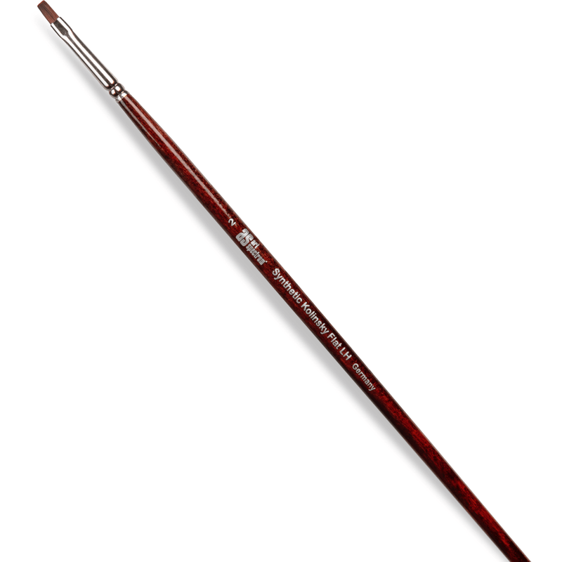 Dark Red Art Spectrum Brush Synthetic Kolinsky Long Handle - Flat Size - 2 Paint Brushes