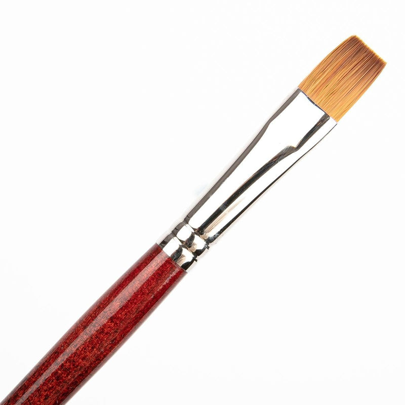 Sienna Art Spectrum Brush Synthetic Kolinsky Long Handle - Flat Size - 12 Paint Brushes