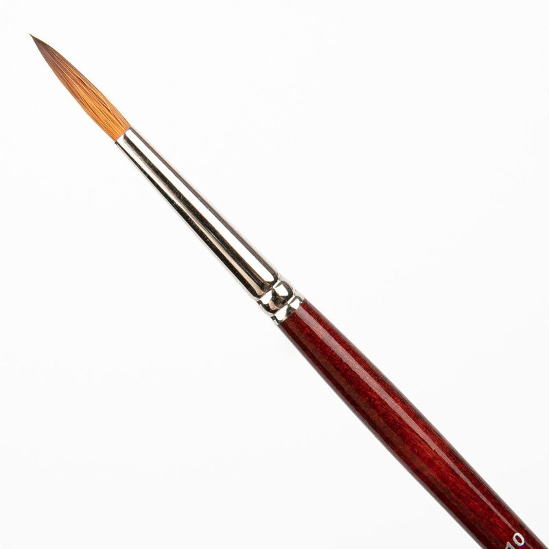 Saddle Brown Art Spectrum Brush Synthetic Kolinsky Long Handle - Round Size - 10 Paint Brushes