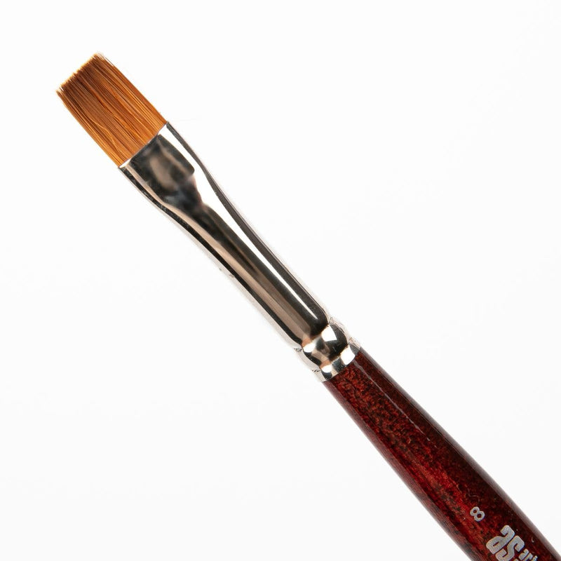 Saddle Brown Art Spectrum Brush Synthetic Kolinsky Flat - Short Handle Size - 8 Paint Brushes