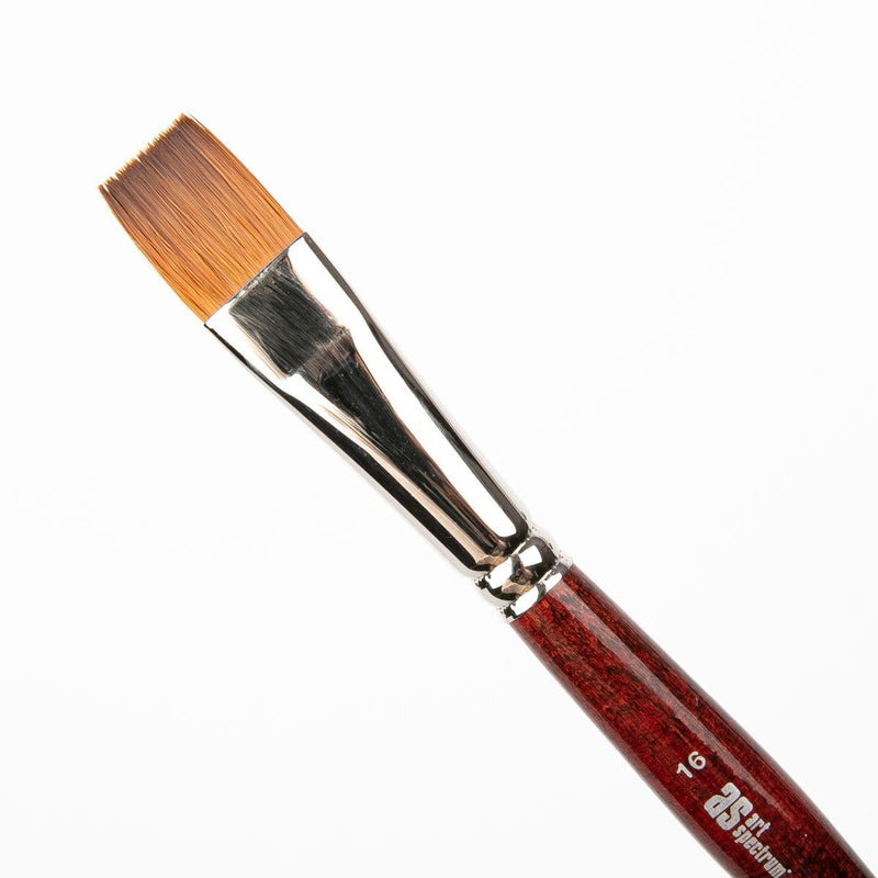 Saddle Brown Art Spectrum Brush Synthetic Kolinsky Flat - Short Handle Size - 16 Paint Brushes