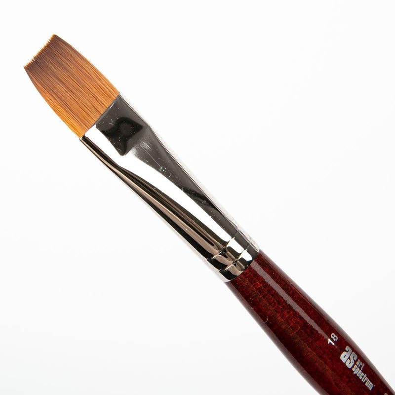 White Smoke Art Spectrum Brush Synthetic Kolinsky Flat - Short Handle Size - 18 Paint Brushes
