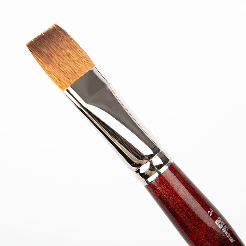 White Smoke Art Spectrum Brush Synthetic Kolinsky Flat - Short Handle Size - 24 Paint Brushes