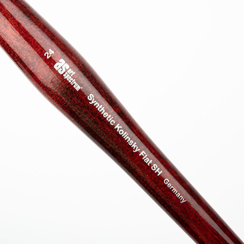 Dark Red Art Spectrum Brush Synthetic Kolinsky Flat - Short Handle Size - 24 Paint Brushes