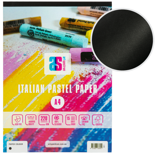 Light Gray Art Spectrum  Pastel Pad A4 - Black 15 Sheets Pads