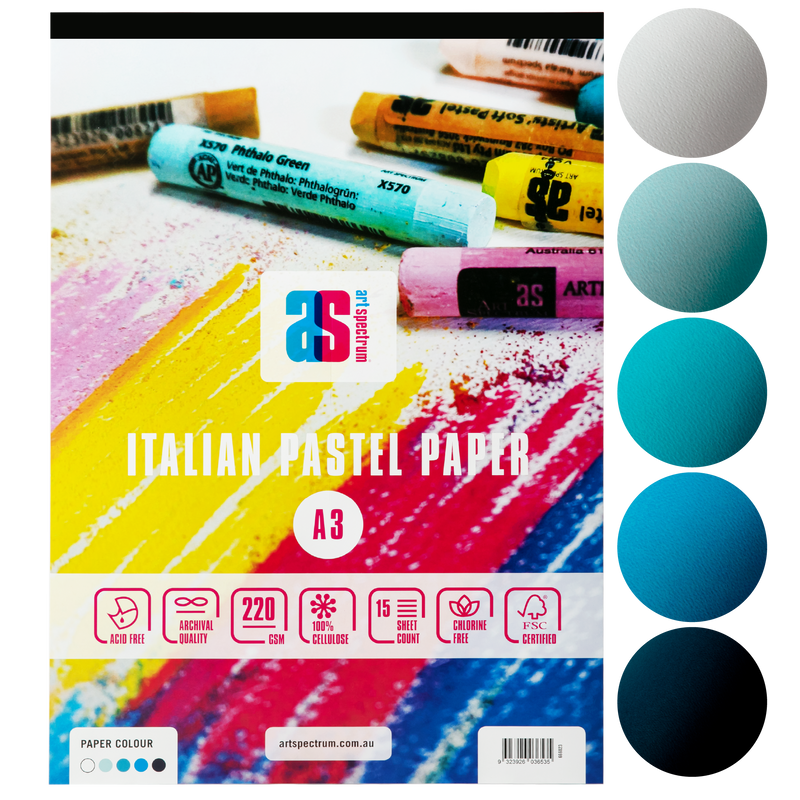 Light Gray Art Spectrum  Pastel Pad A3 - Art Spectrum Sorted Blues 15 Sheets Pads