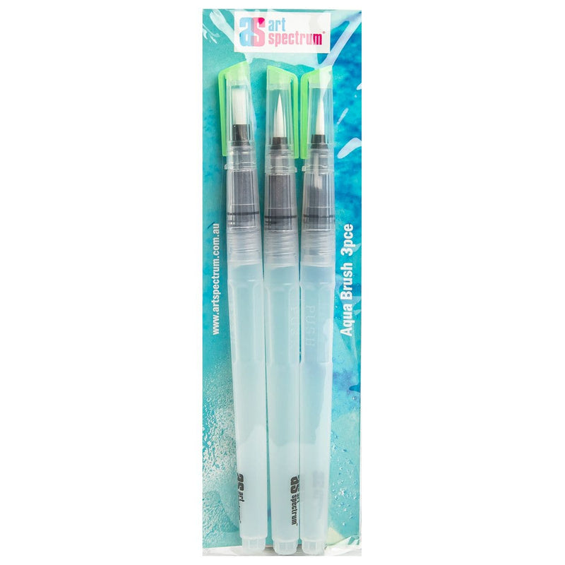 Light Steel Blue Art Spectrum Aqua Brush Sets - Mixed Tips - 1Xsmall Flat, 1 X Medium & Large Round Paint Brushes