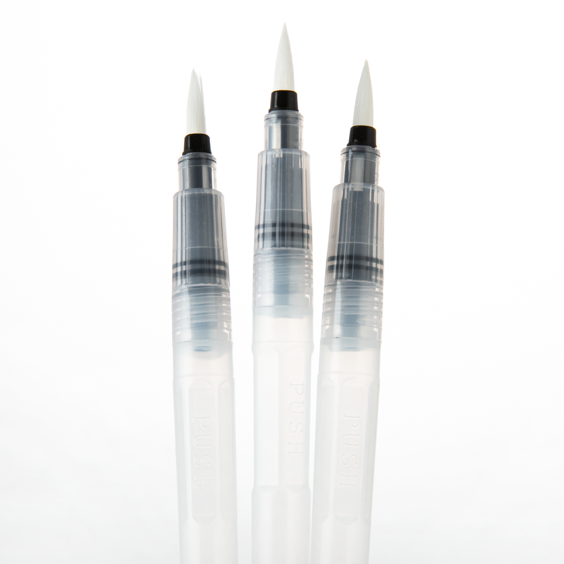 White Smoke Art Spectrum Aqua Brush Sets - 3 Round Tips - Large Paint Brushes