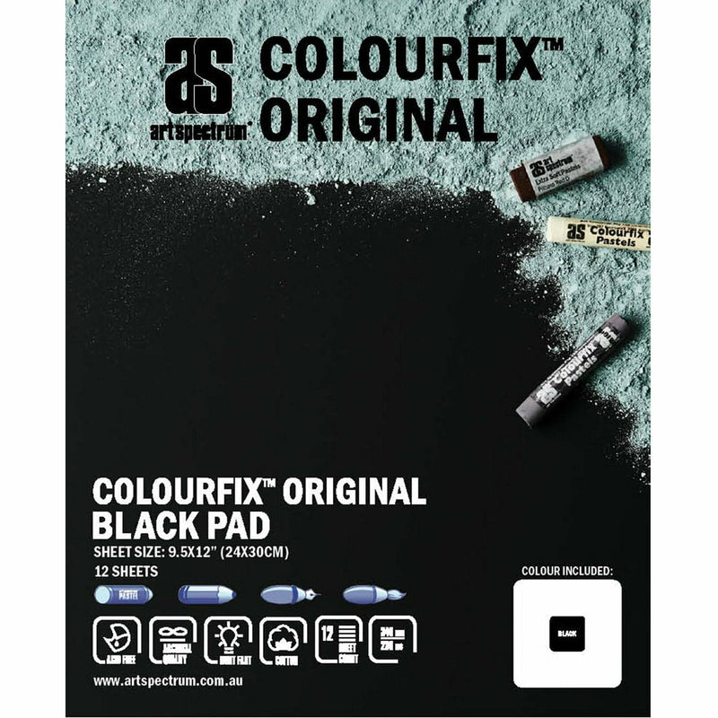 Black Colourfix Original 12 Sheet Pad 24 x 30cm - Black Pads