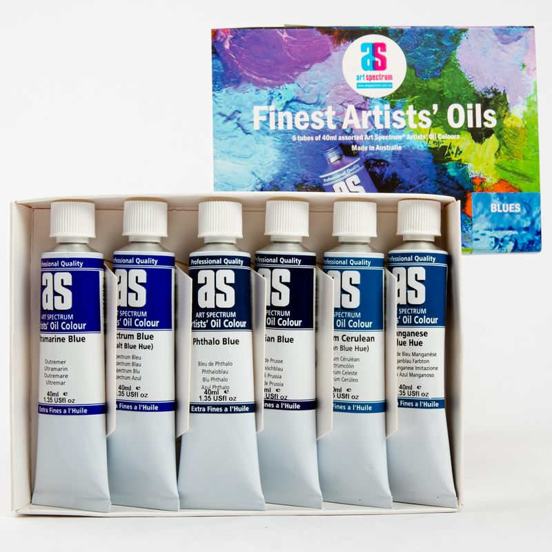 Light Gray Art Spectrum  Artists' Oil Colours- Blues - Set Of 6 Oil Paints