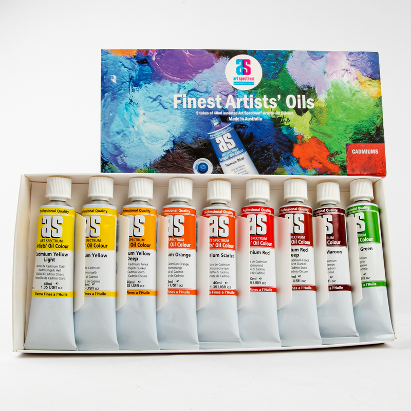 Light Gray Art Spectrum  Artists' Oil Colours- Cadmiums - Set Of 9 Oil Paints