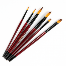 Light Gray Art Spectrum Studio Series Golden Synthetic Short Handle Brush #1  - Set Of 6 Brushes: Round 2, 4, 8 & Flat 2, 4, 6 Paint Brushes