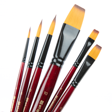 Tan Art Spectrum Studio Series Golden Synthetic Short Handle Brush #2  - Set Of 6 Brushes: Round 4, 8, 10 & Flat 4, 6 & 10 Paint Brushes