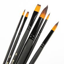Dark Slate Gray Art Spectrum Studio Series Golden Synthetic Long Handle Brush #1  - Set Of 6 Brushes: Round 0, 2, 6 & 10, Flat 2 & 6 Paint Brushes