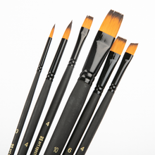 Antique White Art Spectrum Studio Series Golden Synthetic Long Handle Brush #2  -  Set Of 6 Brushes: Round 0 & 4, Flat 4, 6 & 10, Angle Shader 4 Paint Brushes