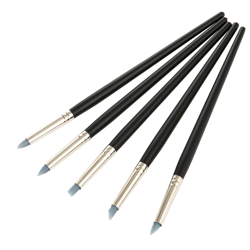 Dark Slate Gray Art Spectrum Silicone Brush Set - Long Handle - 5 Pieces Paint Brushes