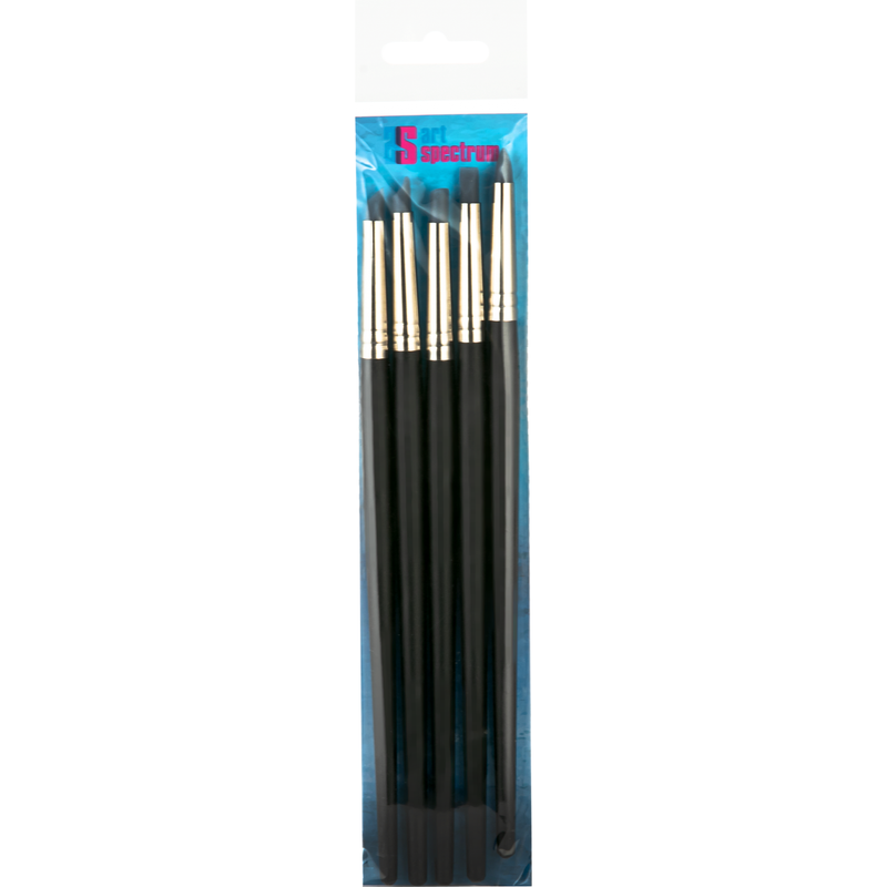 Dark Slate Gray Art Spectrum Silicone Brush Set - Long Handle - 5 Pieces Paint Brushes