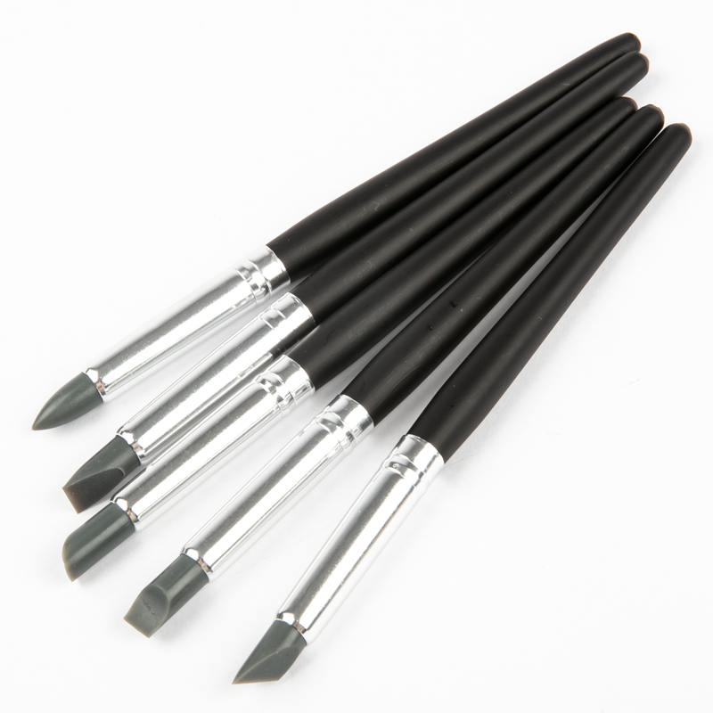 Dark Slate Gray Art Spectrum Silicone Brush Set - Short Handle - 5 Pieces Paint Brushes