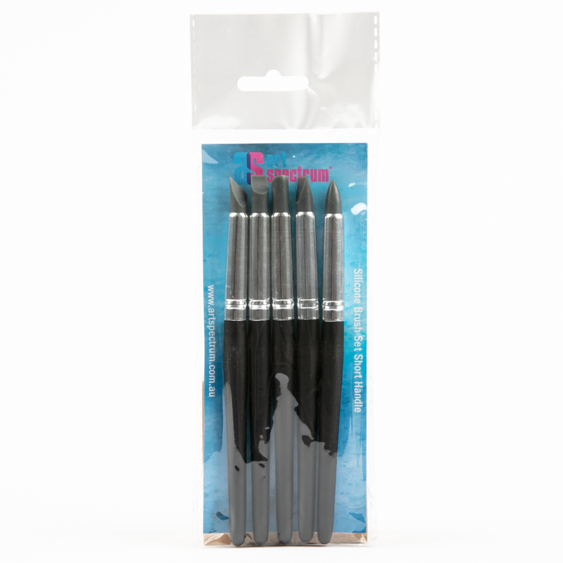 Dark Slate Gray Art Spectrum Silicone Brush Set - Short Handle - 5 Pieces Paint Brushes