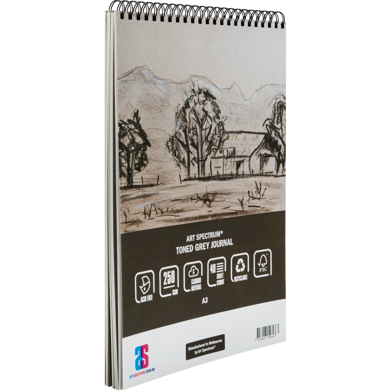 Gray Art Spectrum  Toned Journal - 250GSM - Grey A3 - 40 Sheets Pads