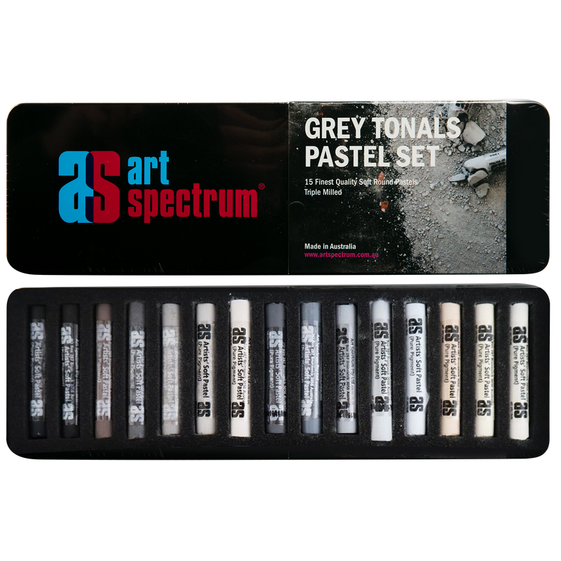 Dark Gray Art Spectrum Pastel Box Set Of 15 Grey Tonal Pastels & Charcoal