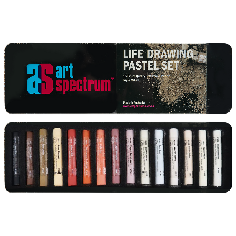 Rosy Brown Art Spectrum Pastel Box Set Of 15 Life Drawing Pastels & Charcoal