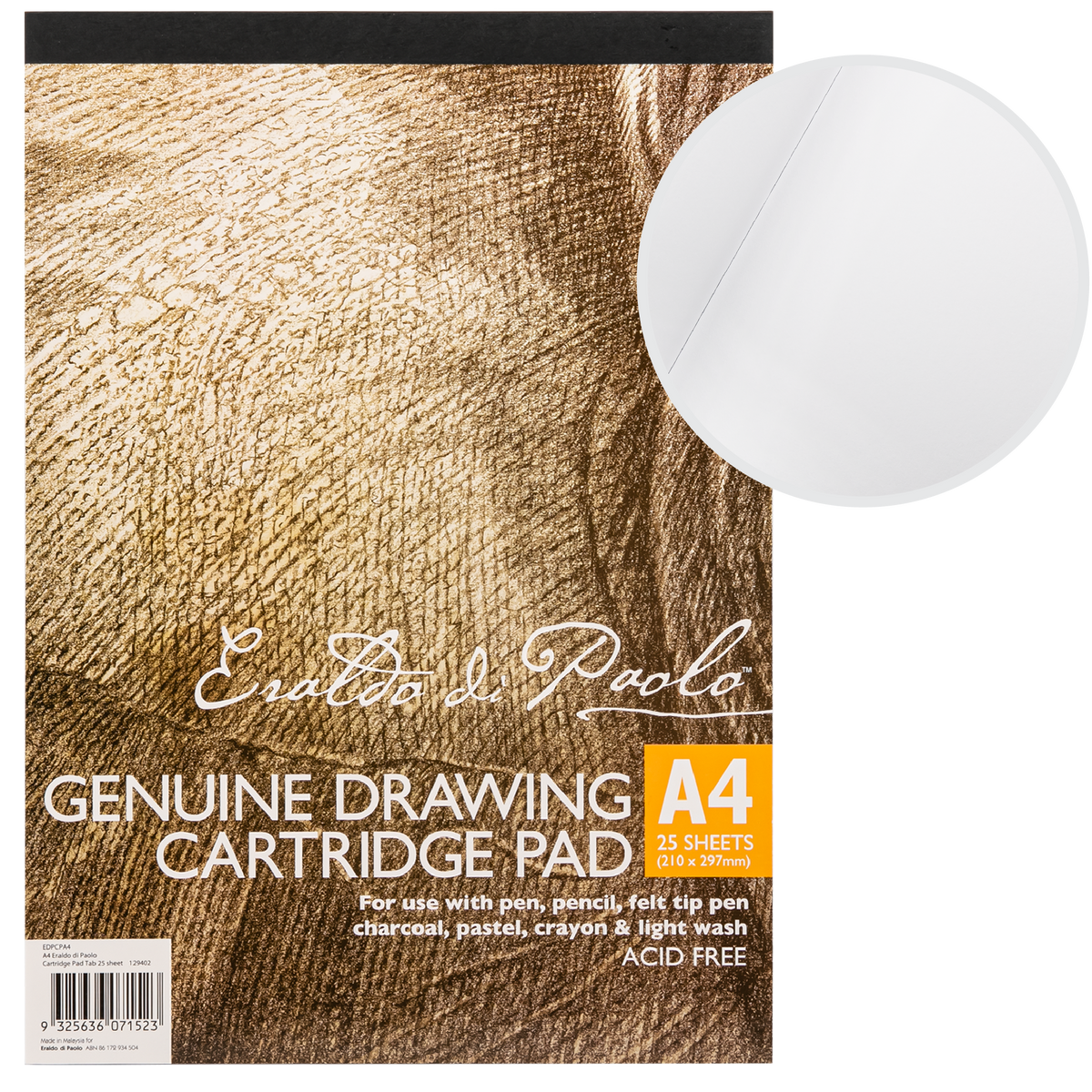 Wheat Eraldo di Paolo A4 Drawing Cartridge Pad 110gsm 25 Sheets Drawing Pads