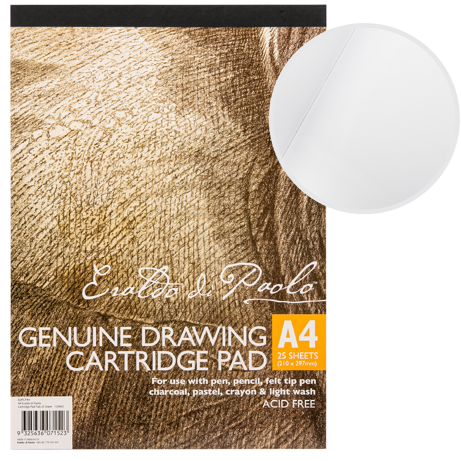 Wheat Eraldo di Paolo A4 Drawing Cartridge Pad 110gsm 25 Sheets Drawing Pads