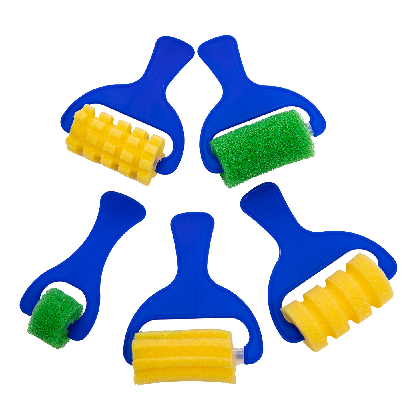 Medium Blue Tim & Tess Patterned Foam Rollers Set (5 Pieces) Kids Paint Brushes