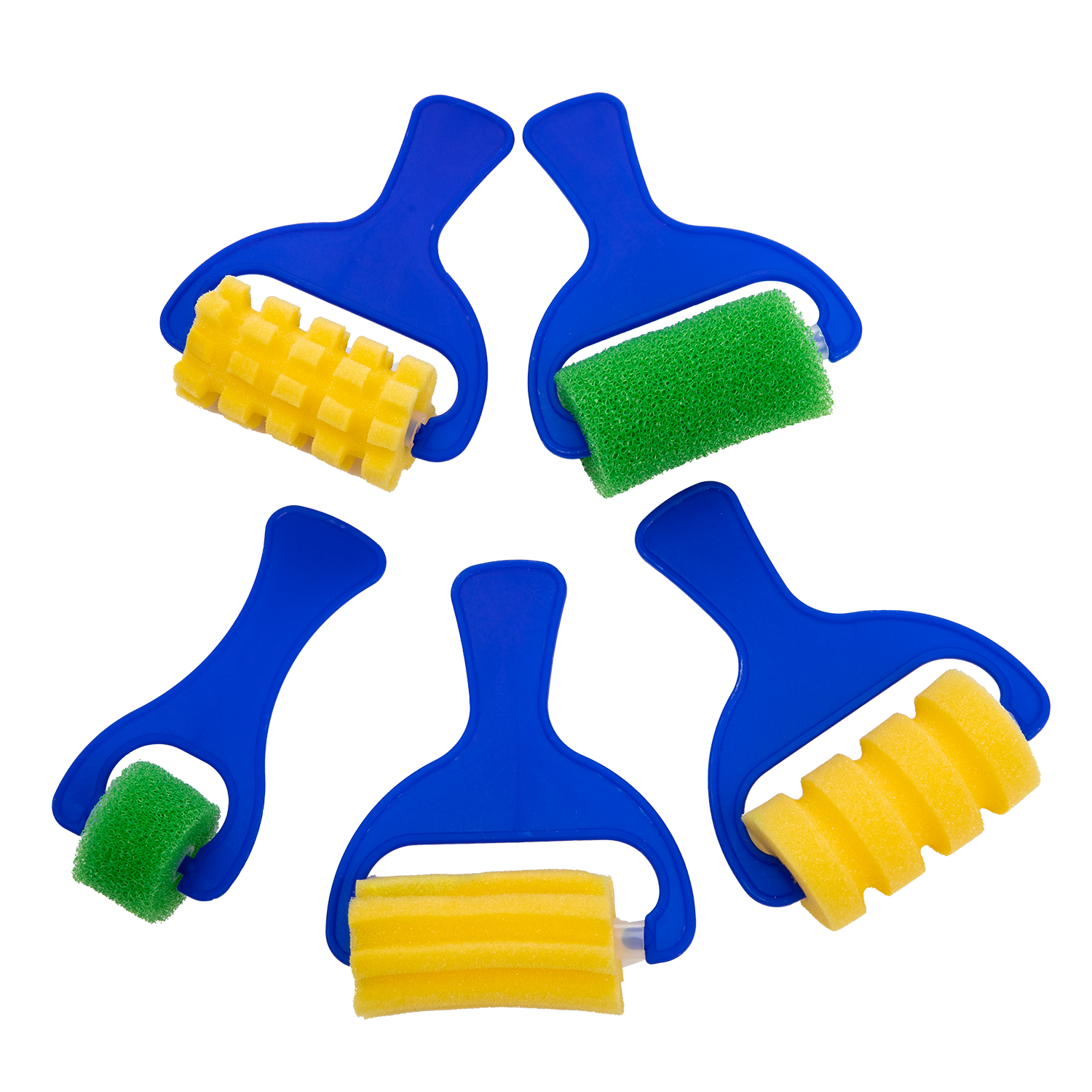 Medium Blue Tim & Tess Patterned Foam Rollers Set (5 Pieces) Kids Paint Brushes