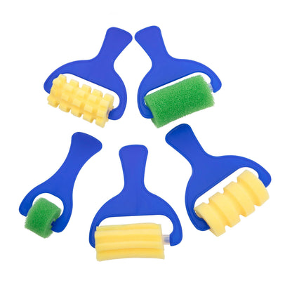 Khaki Tim & Tess Patterned Foam Rollers Set (5 Pieces) Kids Paint Brushes