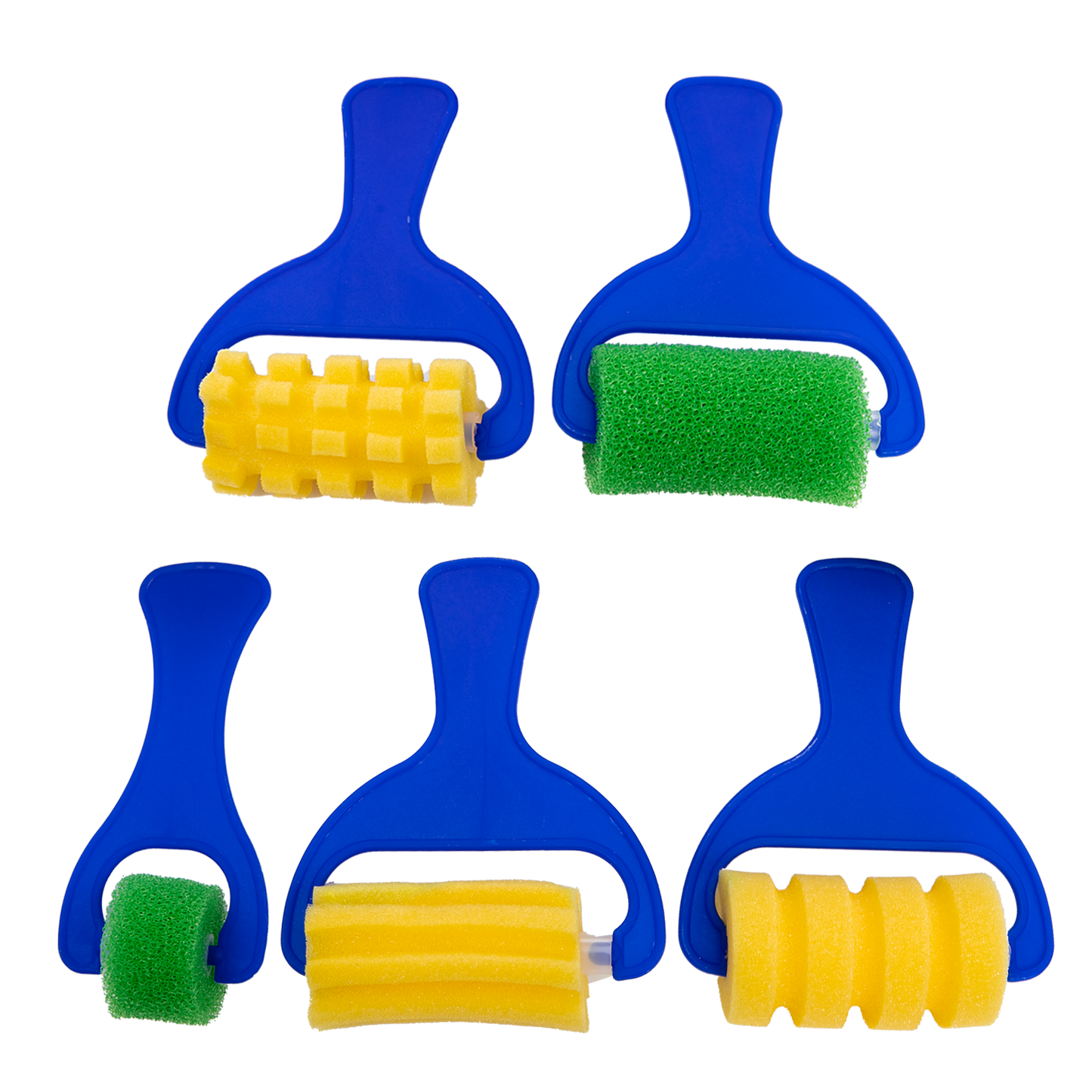 Medium Blue Tim & Tess Patterned Foam Rollers Set (5 Pieces) Kids Paint Brushes