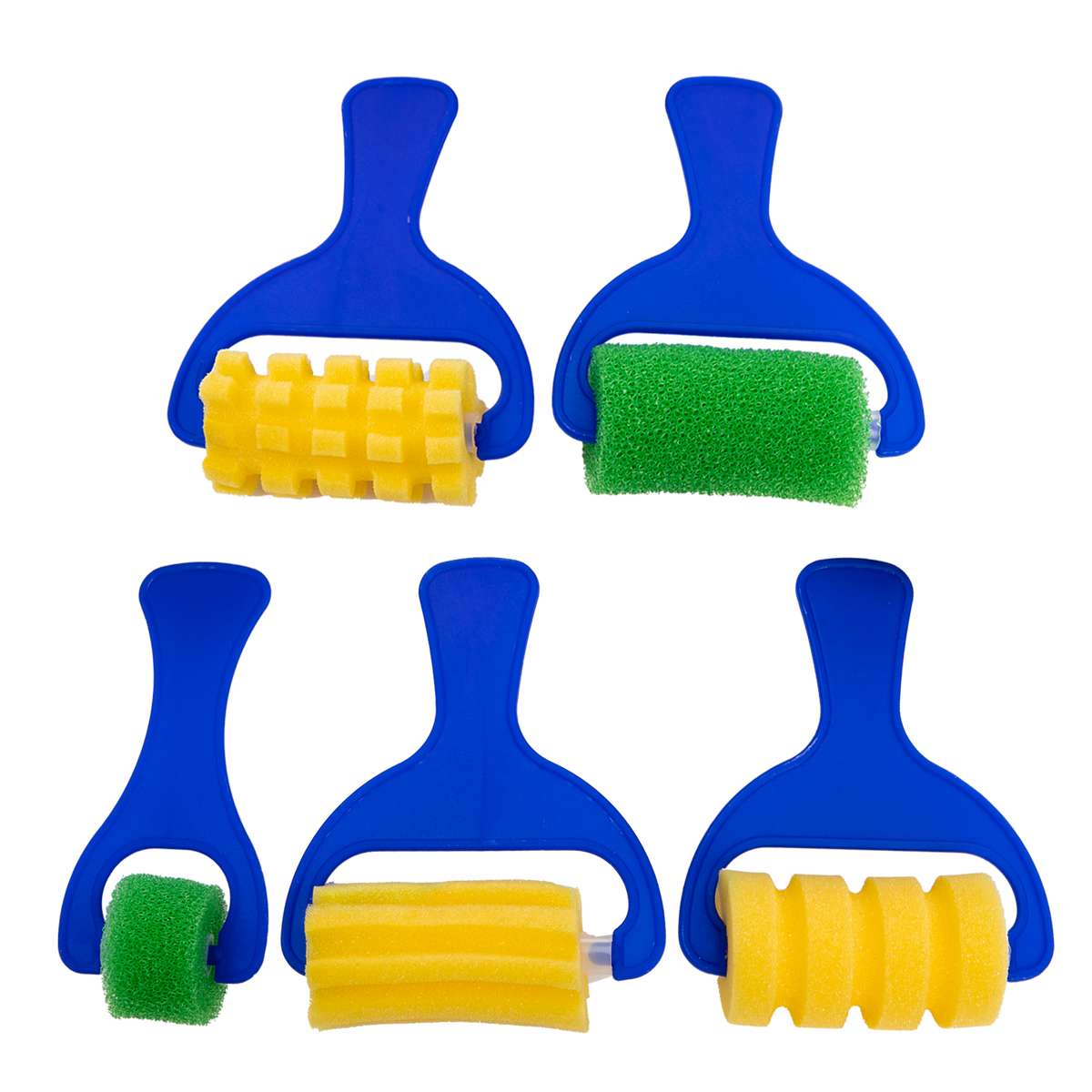 Medium Blue Tim & Tess Patterned Foam Rollers Set (5 Pieces) Kids Paint Brushes